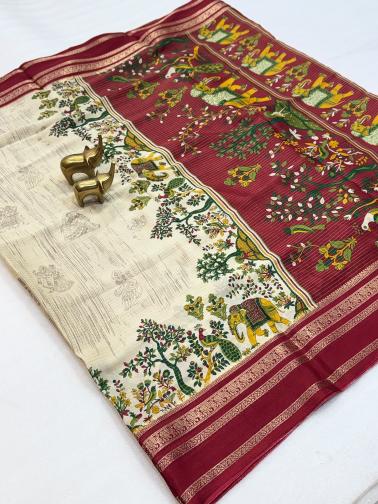 Vastrangan kalamkari print wholesale saree market in surat with price